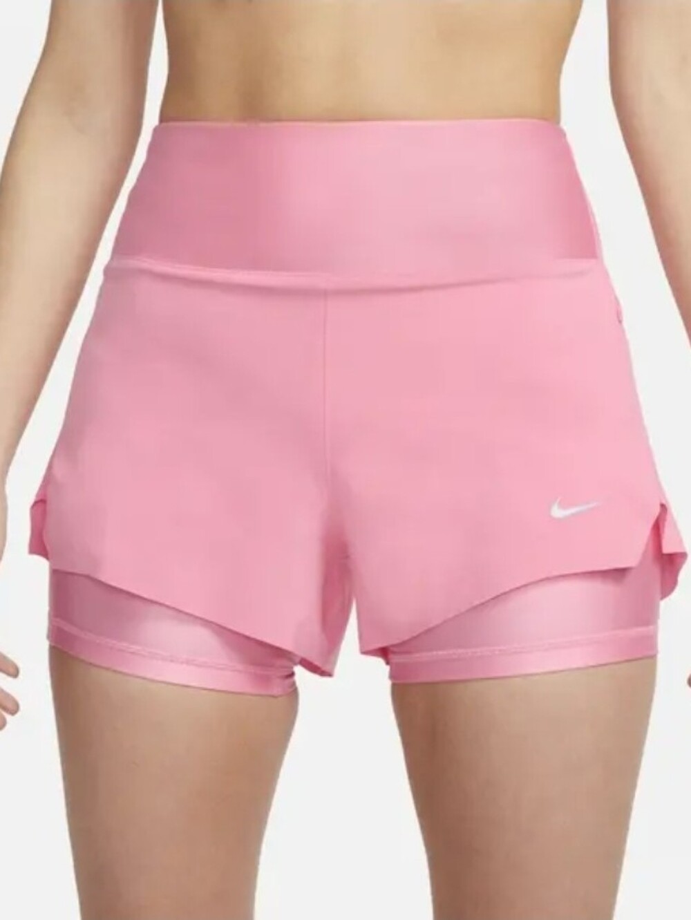 Nike Dri-FIT Swift Mid-Rise 3" 2-in-1 Running Shorts with Pockets | Pink | Women - Picture 1 of 9